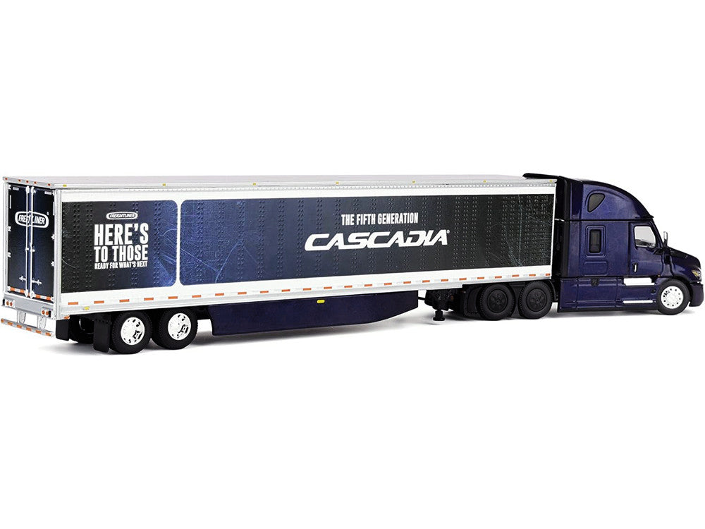 Freightliner Fifth Generation Cascadia Raised Roof Sleeper & 53' Utility Trailer with Skirts Midnight Blue 1/64 Diecast Model by DCP/First Gear LuxuryLifeWay Online Store