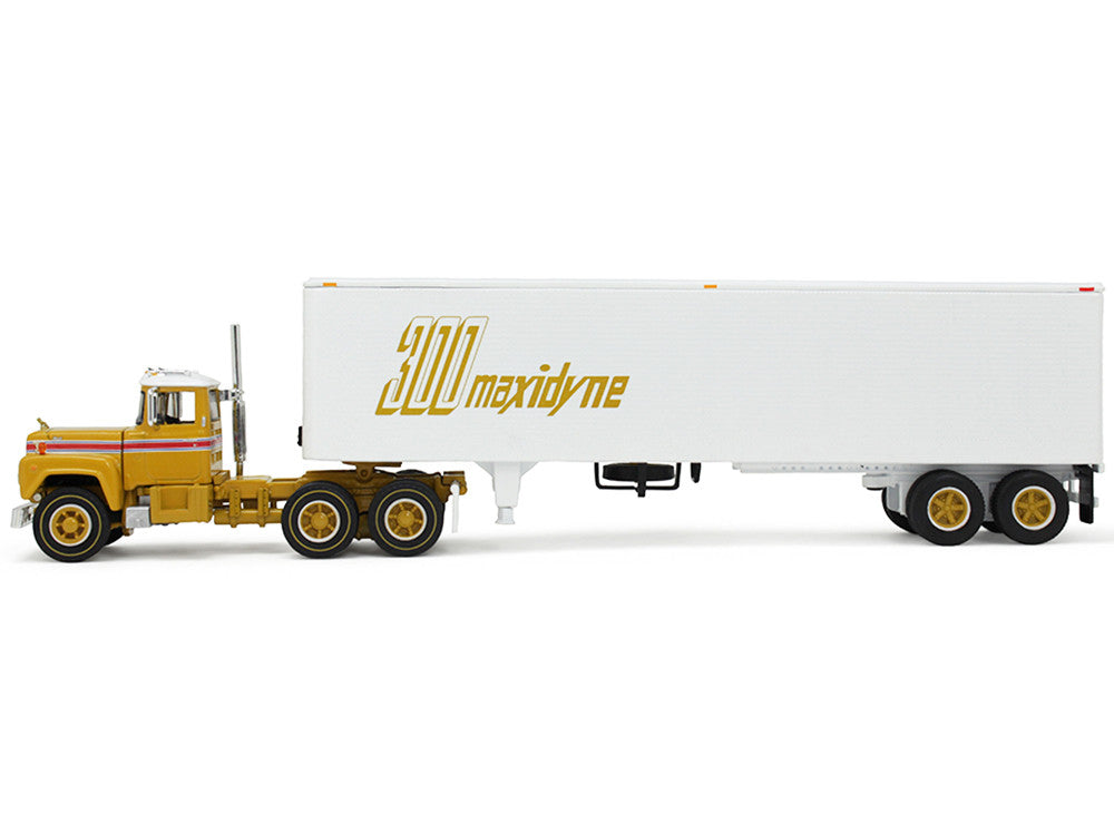 Mack R-Model Day Cab and 40' Vintage Trailer Yellow with Red Stripes and White Top "Mack Anniversary" 1/64 Diecast Model by DCP/First Gear LuxuryLifeWay Online Store