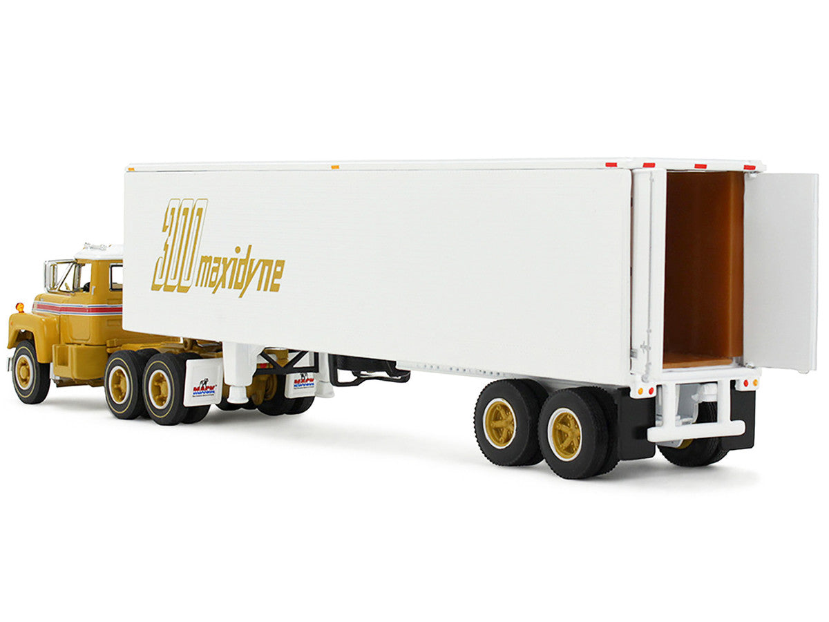 Mack R-Model Day Cab and 40' Vintage Trailer Yellow with Red Stripes and White Top "Mack Anniversary" 1/64 Diecast Model by DCP/First Gear LuxuryLifeWay Online Store