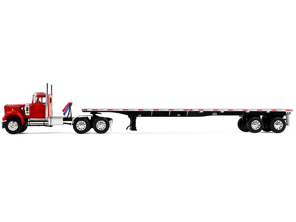 White Western Star 4900 Day Cab with 48’ Utility Flatbed Trailer Viper Red 1/64 Diecast Model by DCP/First Gear LuxuryLifeWay Online Store