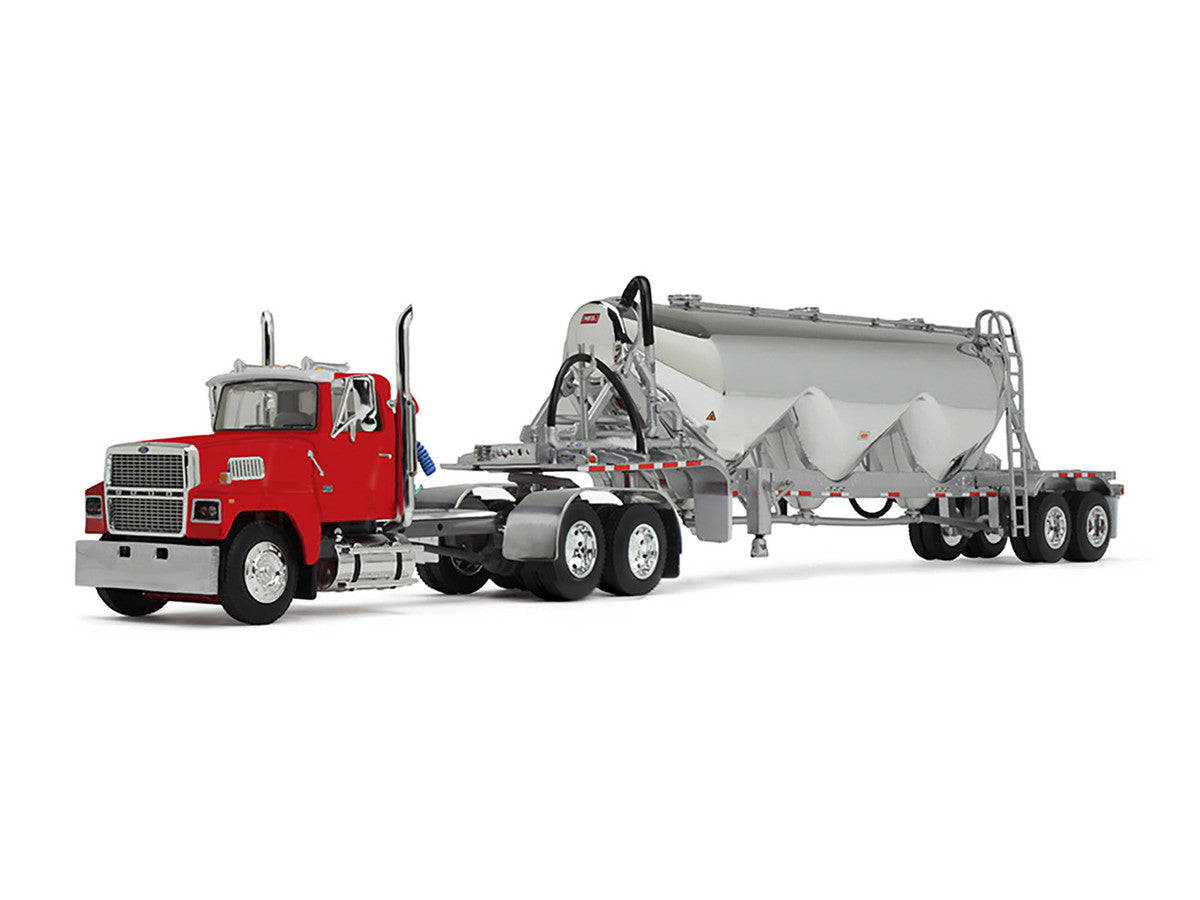 Ford LTL 9000 Day Cab with Heil Pneumatic Tank Trailer Heil Red 1/64 Diecast Model by DCP/First Gear LuxuryLifeWay Online Store