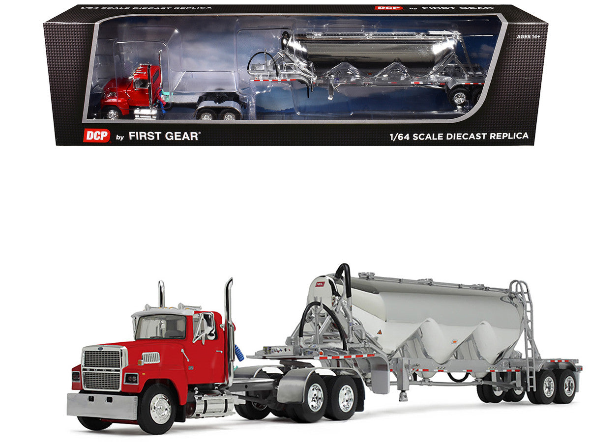 Ford LTL 9000 Day Cab with Heil Pneumatic Tank Trailer Heil Red 1/64 Diecast Model by DCP/First Gear LuxuryLifeWay Online Store