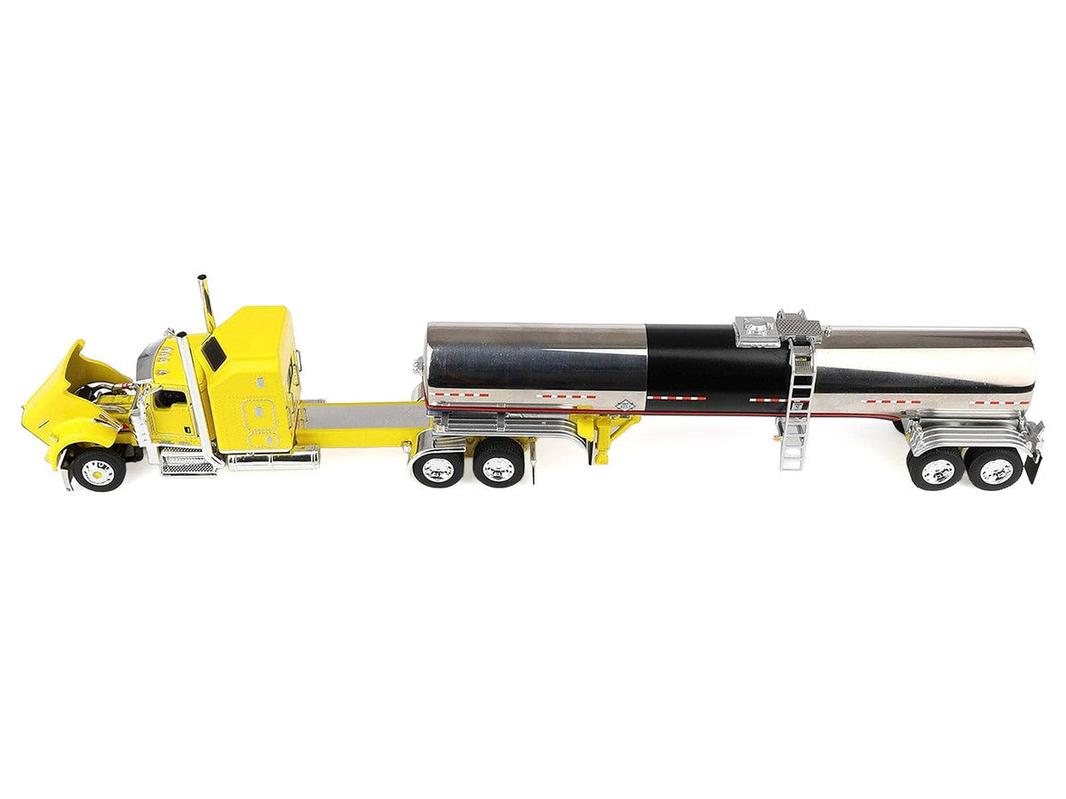 Kenworth W900L with 60" Aerodyne Sleeper and Brenner Tank Trailer "Double C Transport" Yellow 1/64 Diecast Model by DCP/First Gear LuxuryLifeWay Online Store