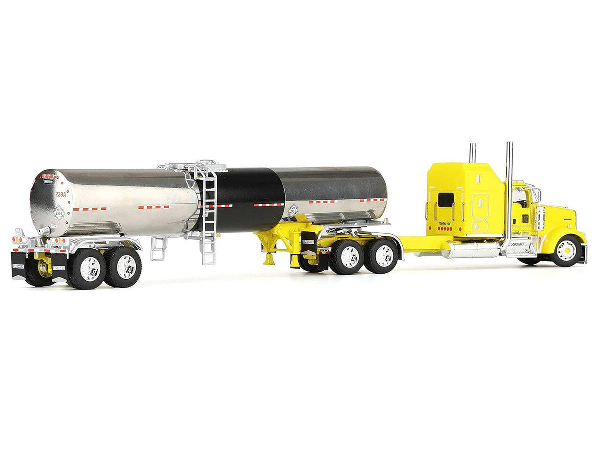 Kenworth W900L with 60" Aerodyne Sleeper and Brenner Tank Trailer "Double C Transport" Yellow 1/64 Diecast Model by DCP/First Gear LuxuryLifeWay Online Store