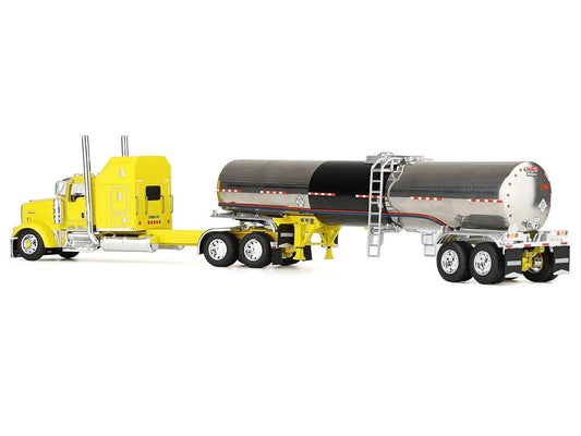 Kenworth W900L with 60" Aerodyne Sleeper and Brenner Tank Trailer "Double C Transport" Yellow 1/64 Diecast Model by DCP/First Gear LuxuryLifeWay Online Store