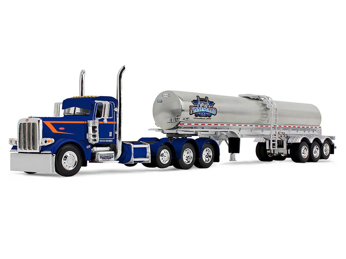 Peterbilt 389 Tri-Axle Day Cab and Walker Food Grade Tank Trailer "Finnesgard Trucking" Blue with Orange Stripes 1/64 Diecast Model by DCP/First Gear LuxuryLifeWay Online Store
