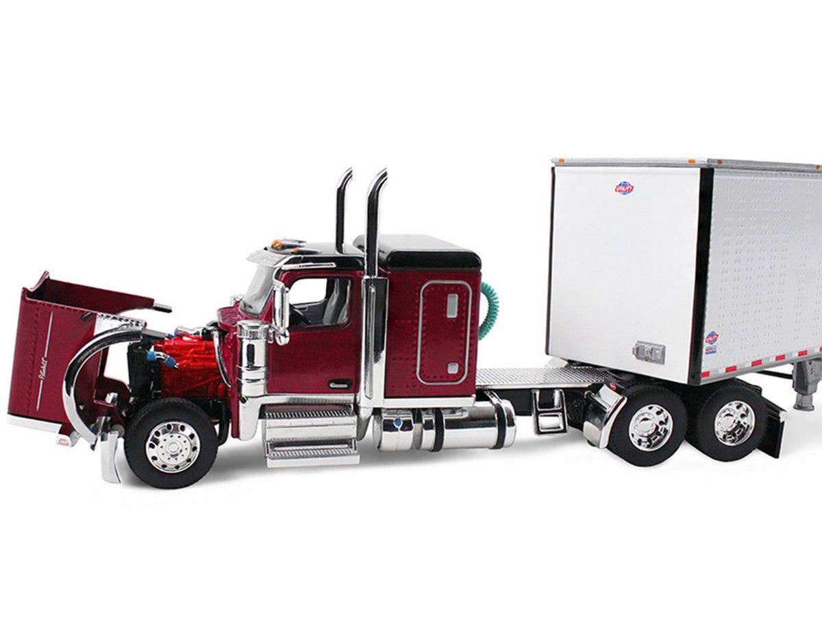 Peterbilt 589 with 58" Flat Top Sleeper and 53' Utility Trailer Legendary Red with Black Top 1/64 Diecast Model by DCP/First Gear LuxuryLifeWay Online Store