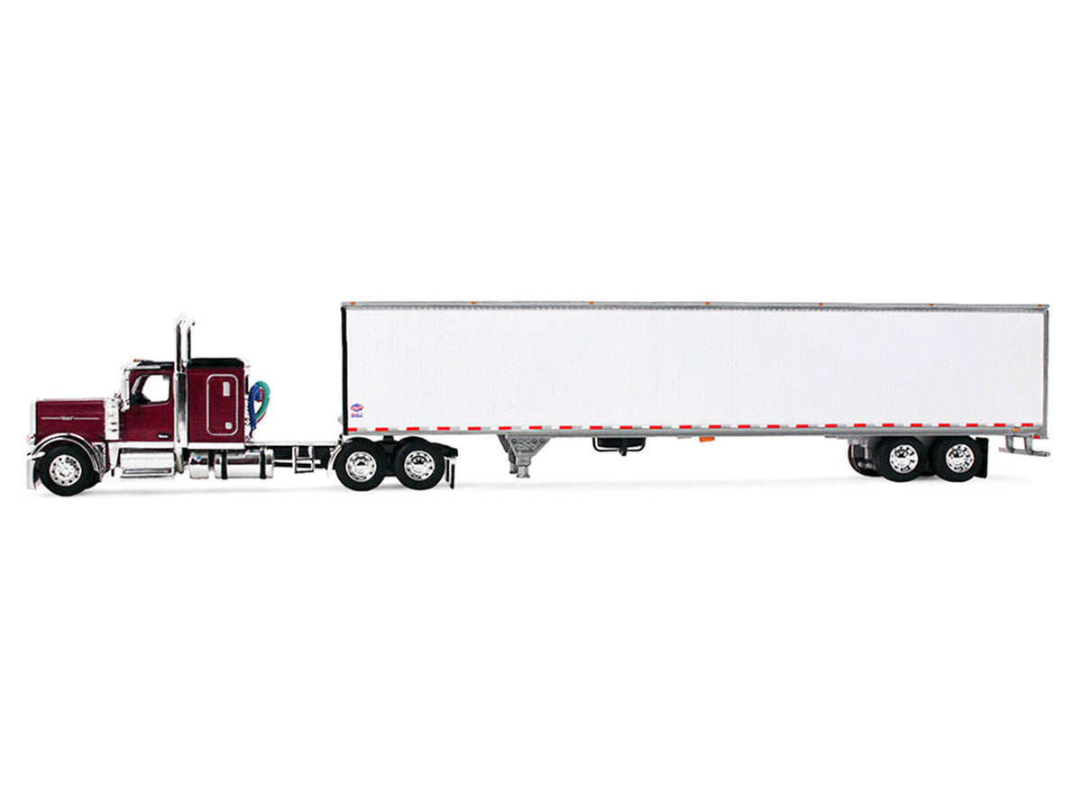 Peterbilt 589 with 58" Flat Top Sleeper and 53' Utility Trailer Legendary Red with Black Top 1/64 Diecast Model by DCP/First Gear LuxuryLifeWay Online Store