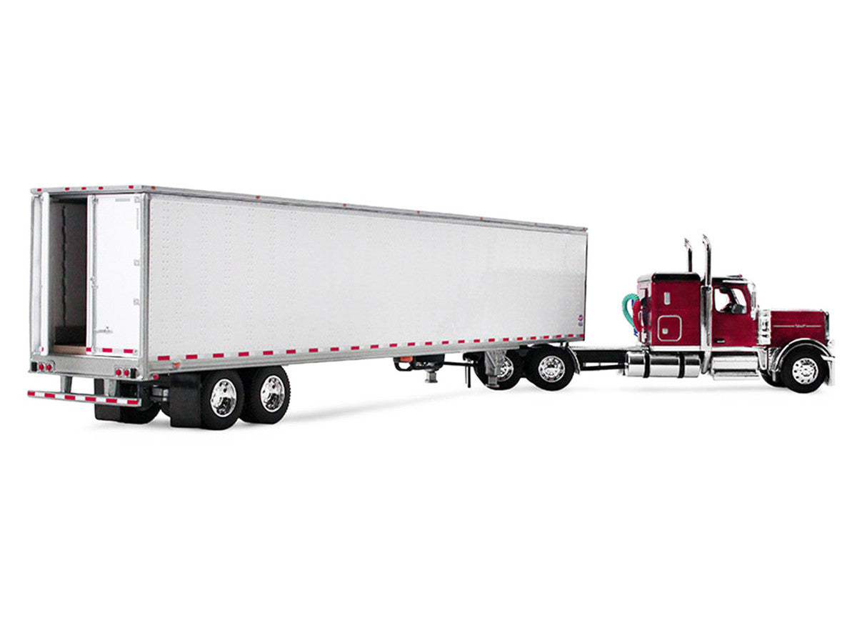 Peterbilt 589 with 58" Flat Top Sleeper and 53' Utility Trailer Legendary Red with Black Top 1/64 Diecast Model by DCP/First Gear LuxuryLifeWay Online Store