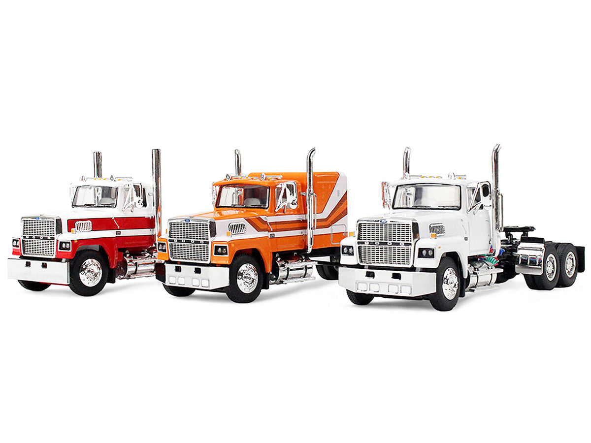 Ford LTL 9000 Trio Set (Two Day Cabs and One 60" Flat Top Sleeper) 1/64 Diecast Model by DCP/First Gear LuxuryLifeWay Online Store