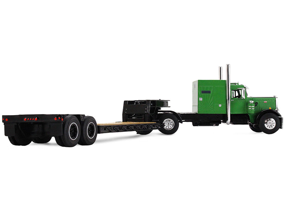 Peterbilt 351 with 60" Vintage Sleeper and Rogers Vintage Lowboy Trailer Green with Black Trailer 1/64 Diecast Model by DCP/First Gear LuxuryLifeWay Online Store