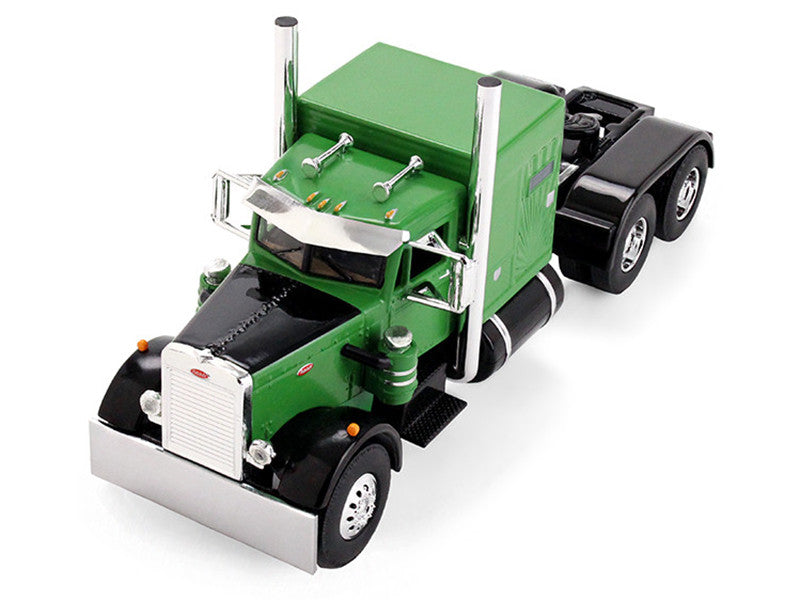 Peterbilt 351 with 60" Vintage Sleeper and Rogers Vintage Lowboy Trailer Green with Black Trailer 1/64 Diecast Model by DCP/First Gear LuxuryLifeWay Online Store