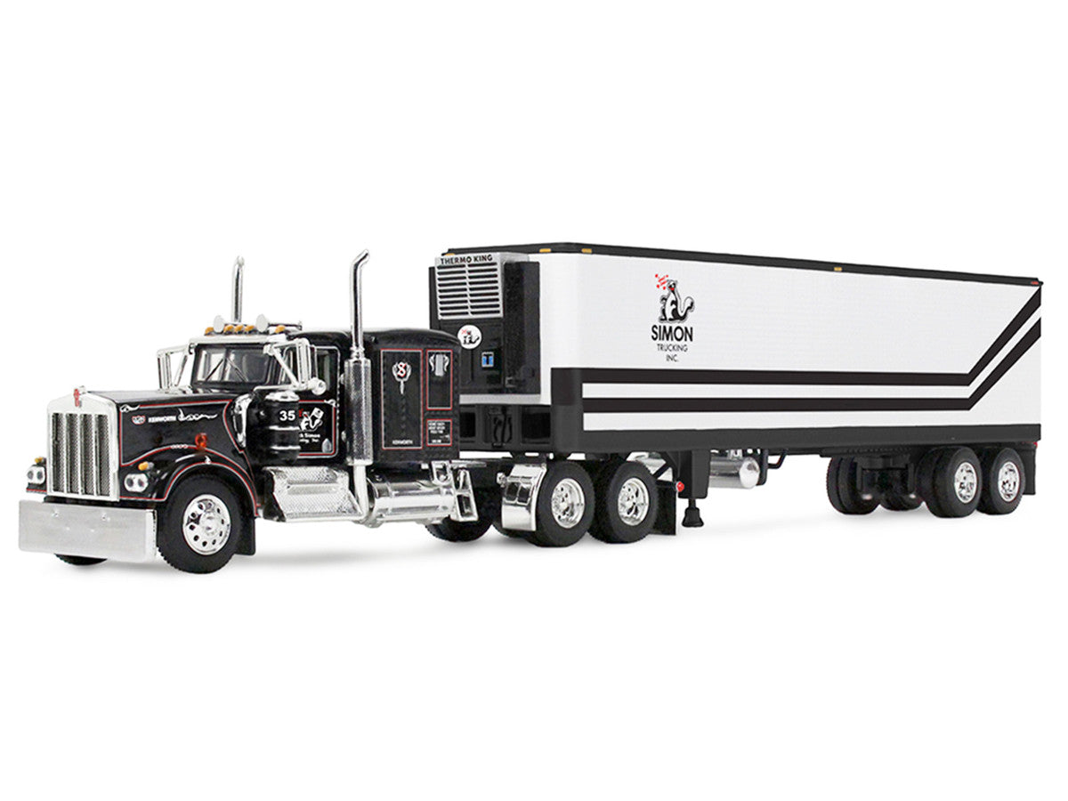 Kenworth W900A with 60" Flat Top Sleeper and 40' Vintage Trailer with Reefer "Dick Simon Trucking" Black with Graphics 1/64 Diecast Model by DCP/First Gear LuxuryLifeWay Online Store