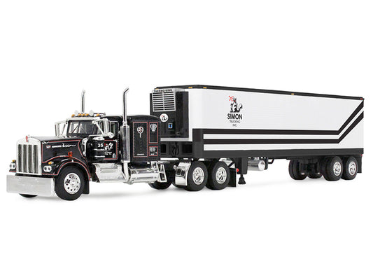 Kenworth W900A with 60" Flat Top Sleeper and 40' Vintage Trailer with Reefer "Dick Simon Trucking" Black with Graphics 1/64 Diecast Model by DCP/First Gear LuxuryLifeWay Online Store