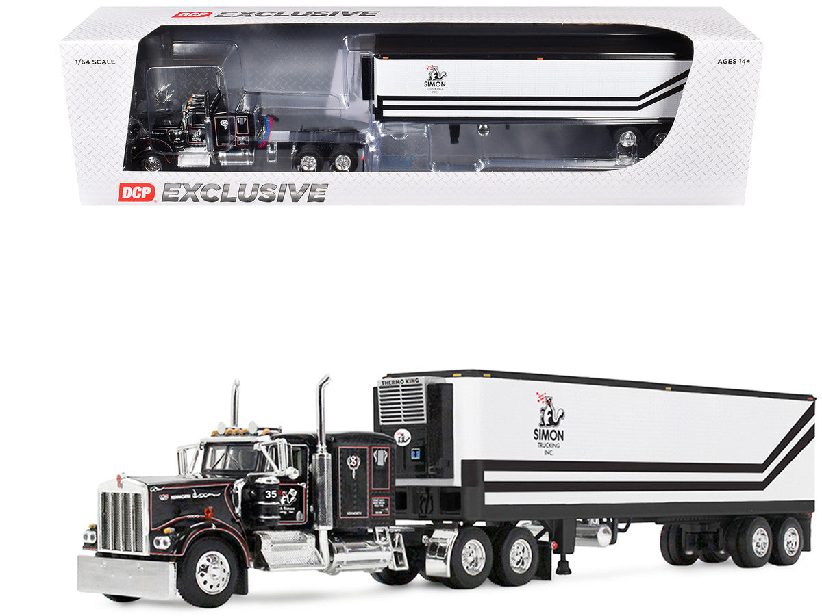 Kenworth W900A with 60" Flat Top Sleeper and 40' Vintage Trailer with Reefer "Dick Simon Trucking" Black with Graphics 1/64 Diecast Model by DCP/First Gear LuxuryLifeWay Online Store