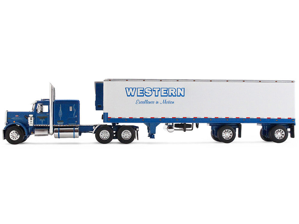 Peterbilt 351 with 63" Flat Top Sleeper and 40' Vintage Trailer with Reefer "Western Distributing" Blue Metallic and White 1/64 Diecast Model by DCP/First Gear LuxuryLifeWay Online Store