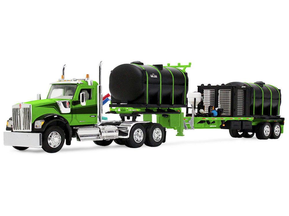 Kenworth W900 Day Cab with Demco 42' Liquid Fertilizer Tender Trailer Green and Black 1/64 Diecast Model by DCP/First Gear LuxuryLifeWay Online Store