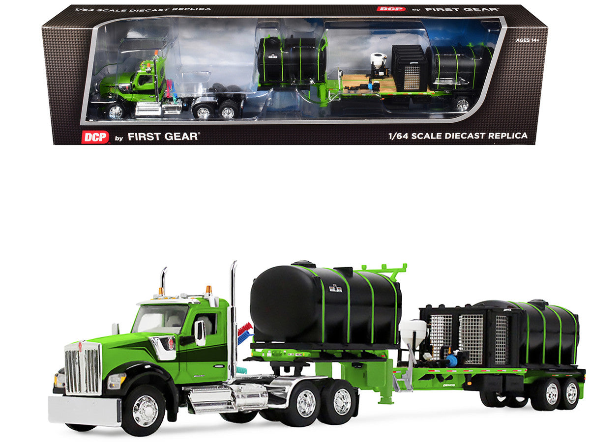 Kenworth W900 Day Cab with Demco 42' Liquid Fertilizer Tender Trailer Green and Black 1/64 Diecast Model by DCP/First Gear LuxuryLifeWay Online Store