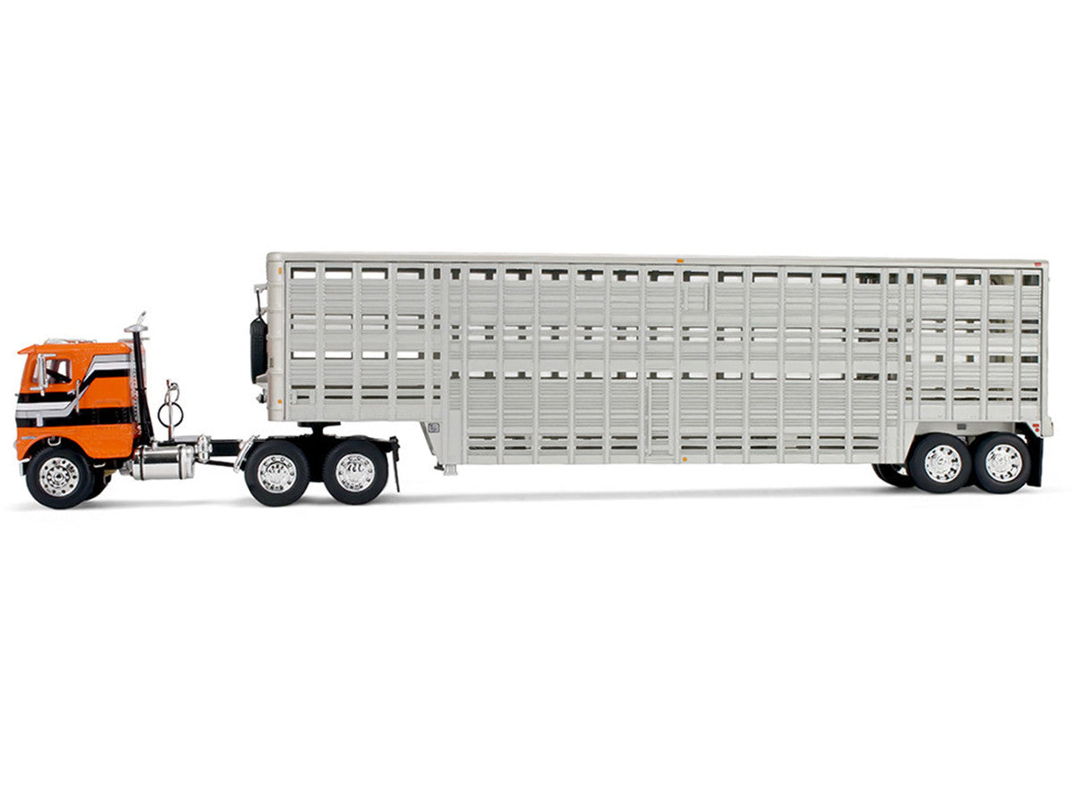 Freightliner COE and 45' Wilson Vintage Livestock Trailer Orange with Stripes 1/64 Diecast Model by DCP/First Gear LuxuryLifeWay Online Store
