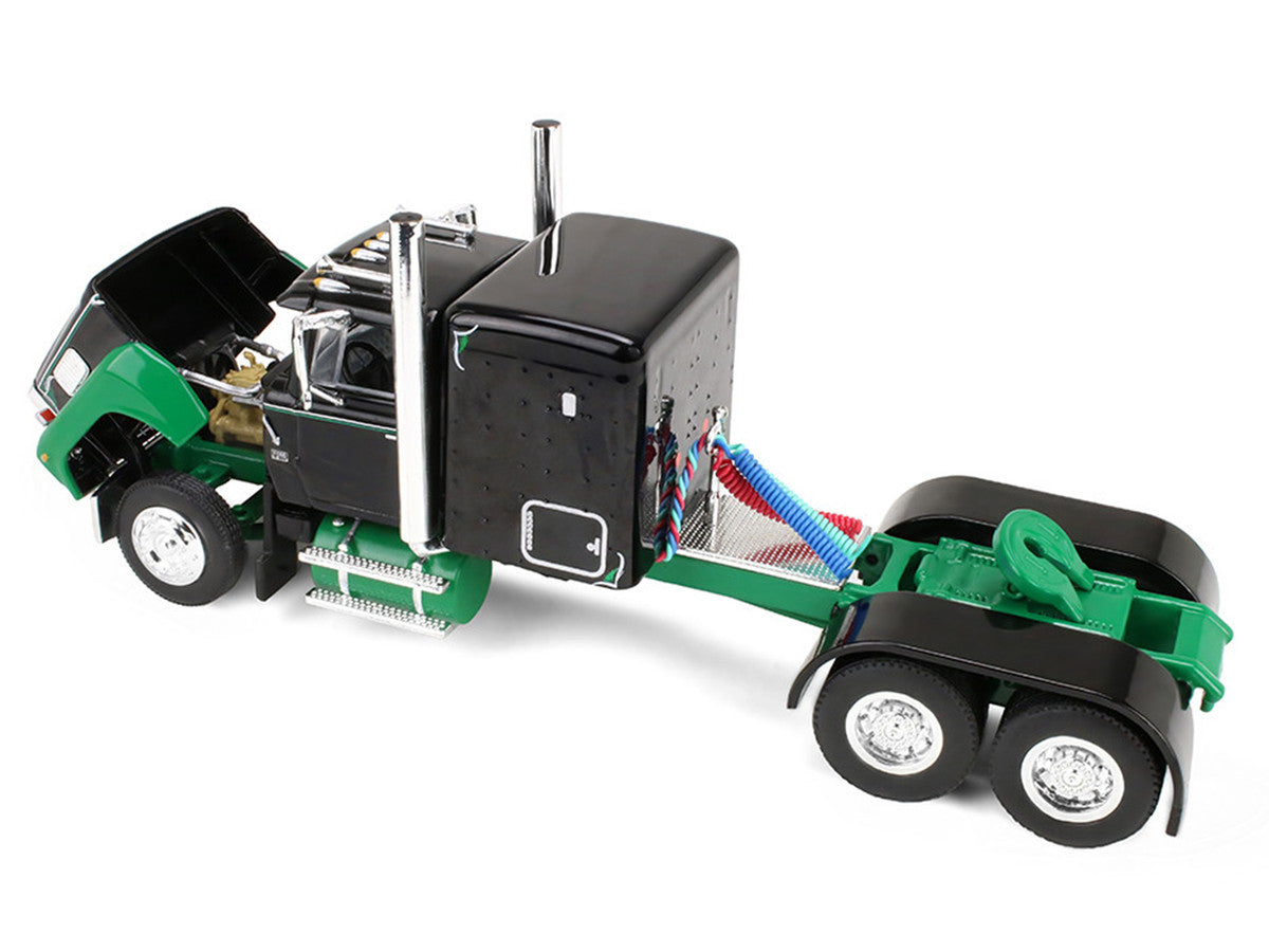 Ford LTL 9000 with 60" Flat Top Sleeper and 45' Wilson Vintage Livestock Trailer Black and Green 1/64 Diecast Model by DCP/First Gear LuxuryLifeWay Online Store