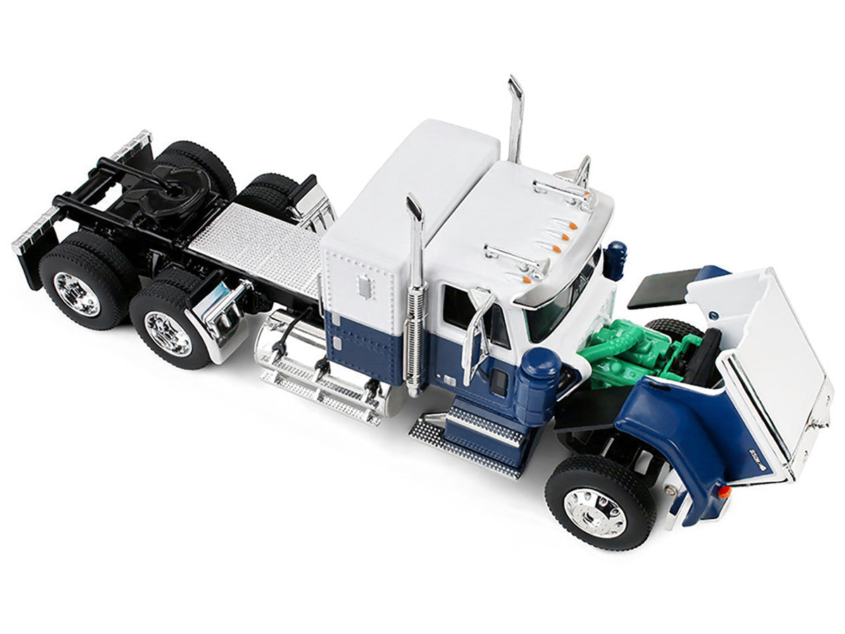 Chevrolet Bison with 34" Flat Top Sleeper & 40' Vintage Trailer with Reefer Blue and White 1/64 Diecast Model by DCP/First Gear LuxuryLifeWay Online Store