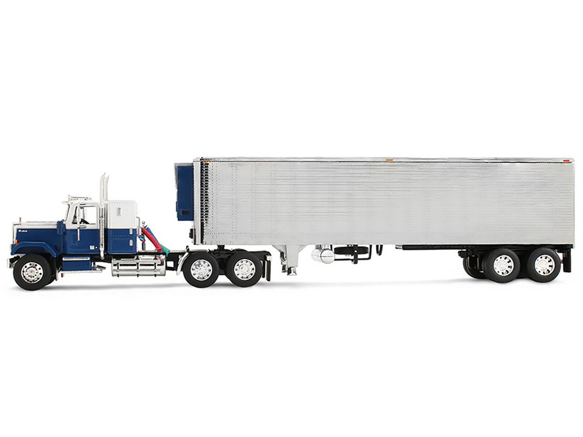 Chevrolet Bison with 34" Flat Top Sleeper & 40' Vintage Trailer with Reefer Blue and White 1/64 Diecast Model by DCP/First Gear LuxuryLifeWay Online Store