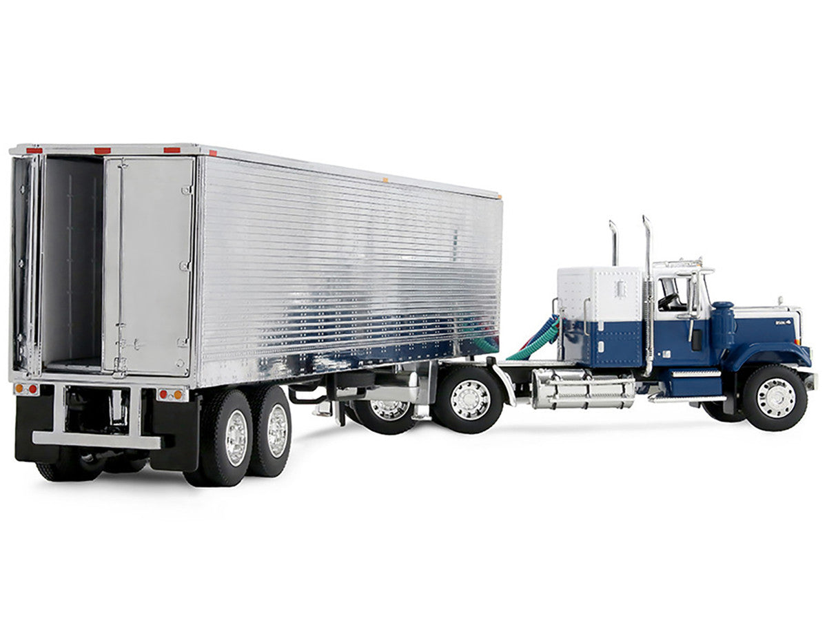 Chevrolet Bison with 34" Flat Top Sleeper & 40' Vintage Trailer with Reefer Blue and White 1/64 Diecast Model by DCP/First Gear LuxuryLifeWay Online Store