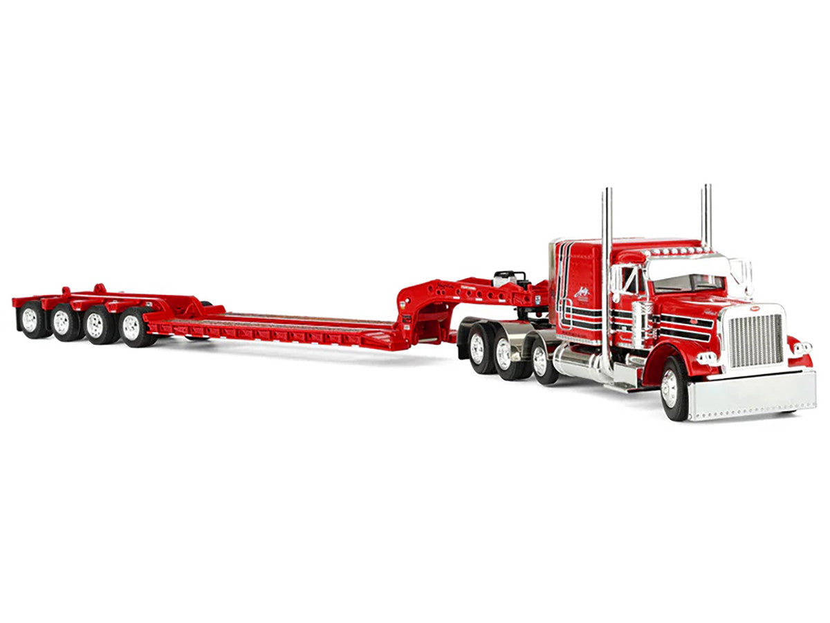 Peterbilt 379 with 63" Flat Top Sleeper and Fontaine Magnitude Lowboy Trailer with Fliptail "Anty Trucking & Rigging" Red with Black Stripes 1/64 Diecast Model by DCP/First Gear LuxuryLifeWay Online Store