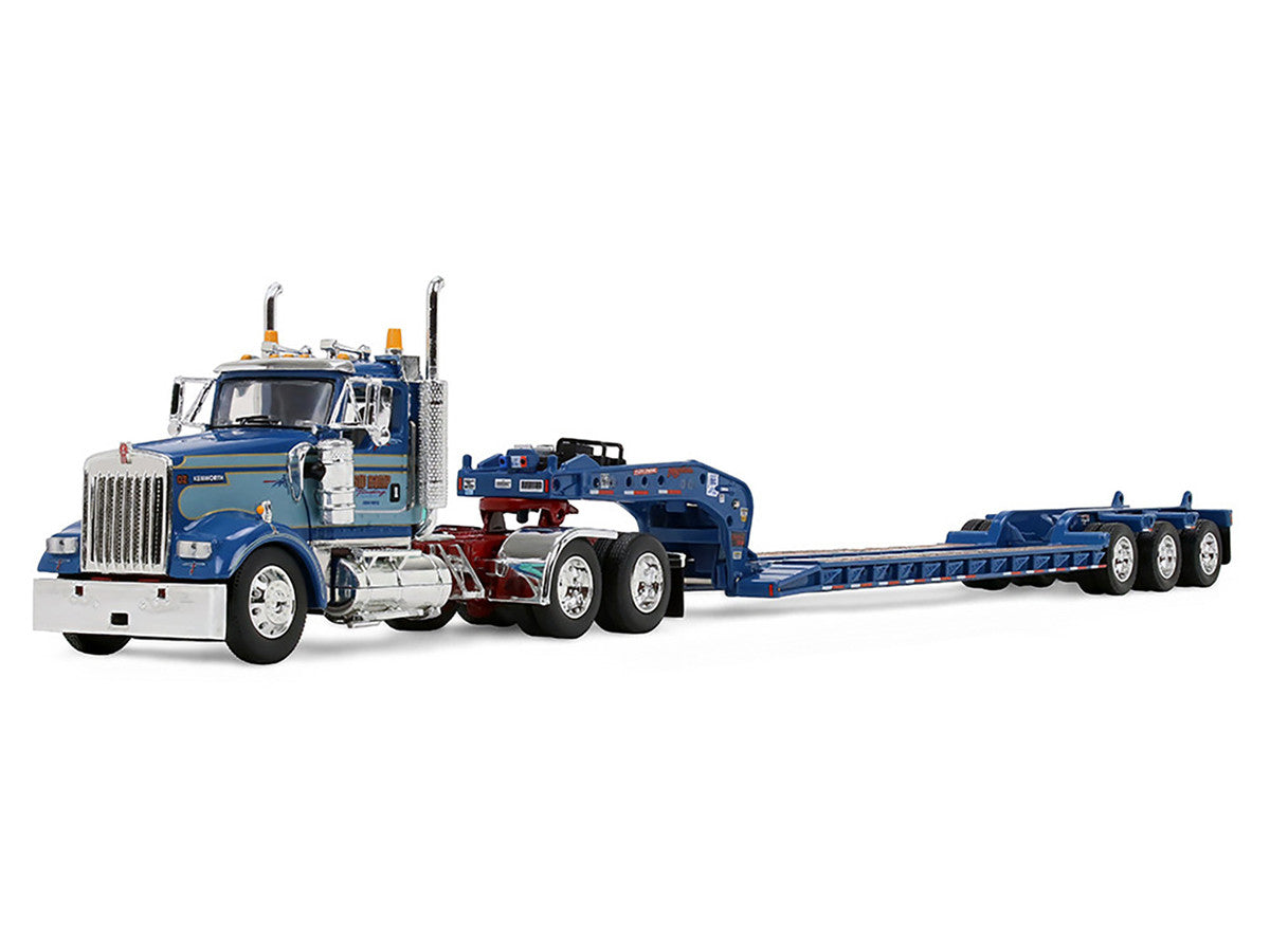 Kenworth W900L Day Cab and Fontaine Magnitude Lowboy Trailer "Sid Kamp" Blue and Light Blue Two-Tone 1/64 Diecast Model by DCP/First Gear LuxuryLifeWay Online Store