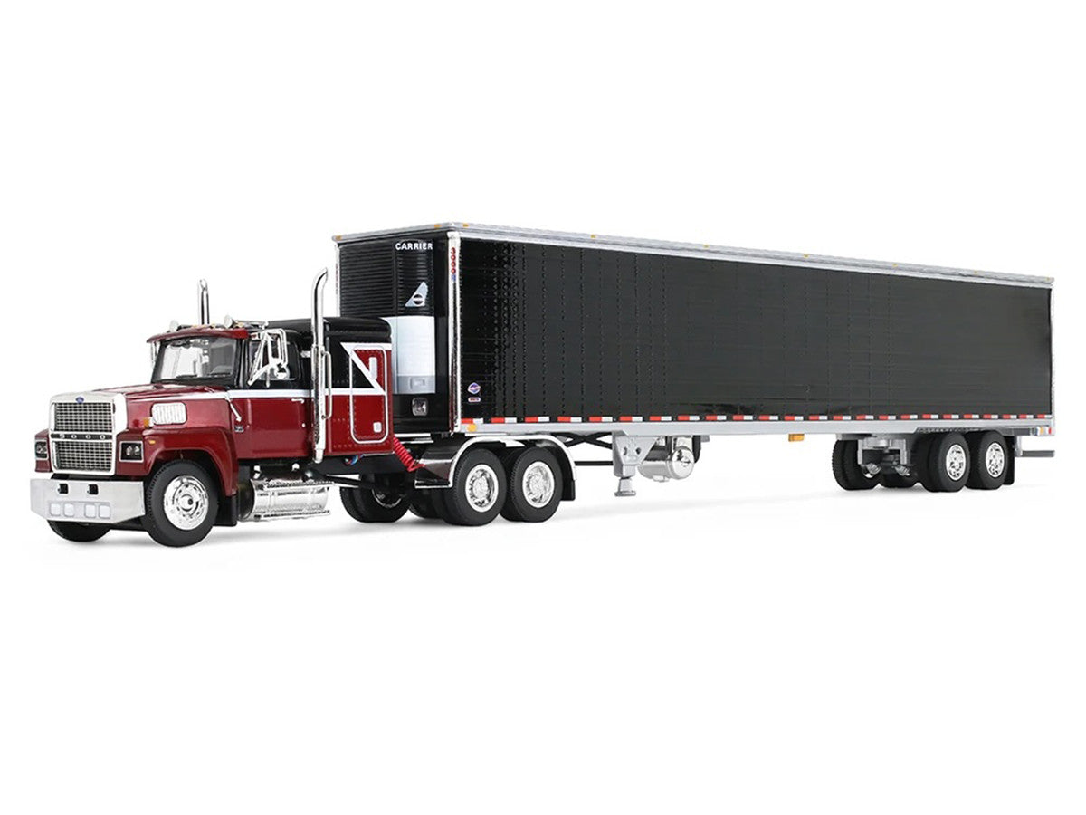 Ford LTL 9000 with 48" Flat Top Sleeper and 53' Utility Trailer with Reefer Volcano Red and Black 1/64 Diecast Model by First Gear LuxuryLifeWay Online Store