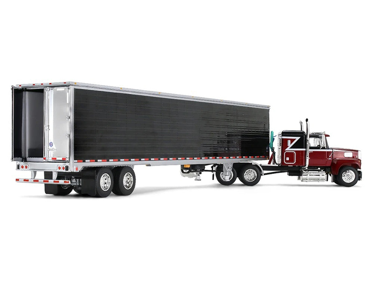 Ford LTL 9000 with 48" Flat Top Sleeper and 53' Utility Trailer with Reefer Volcano Red and Black 1/64 Diecast Model by First Gear LuxuryLifeWay Online Store