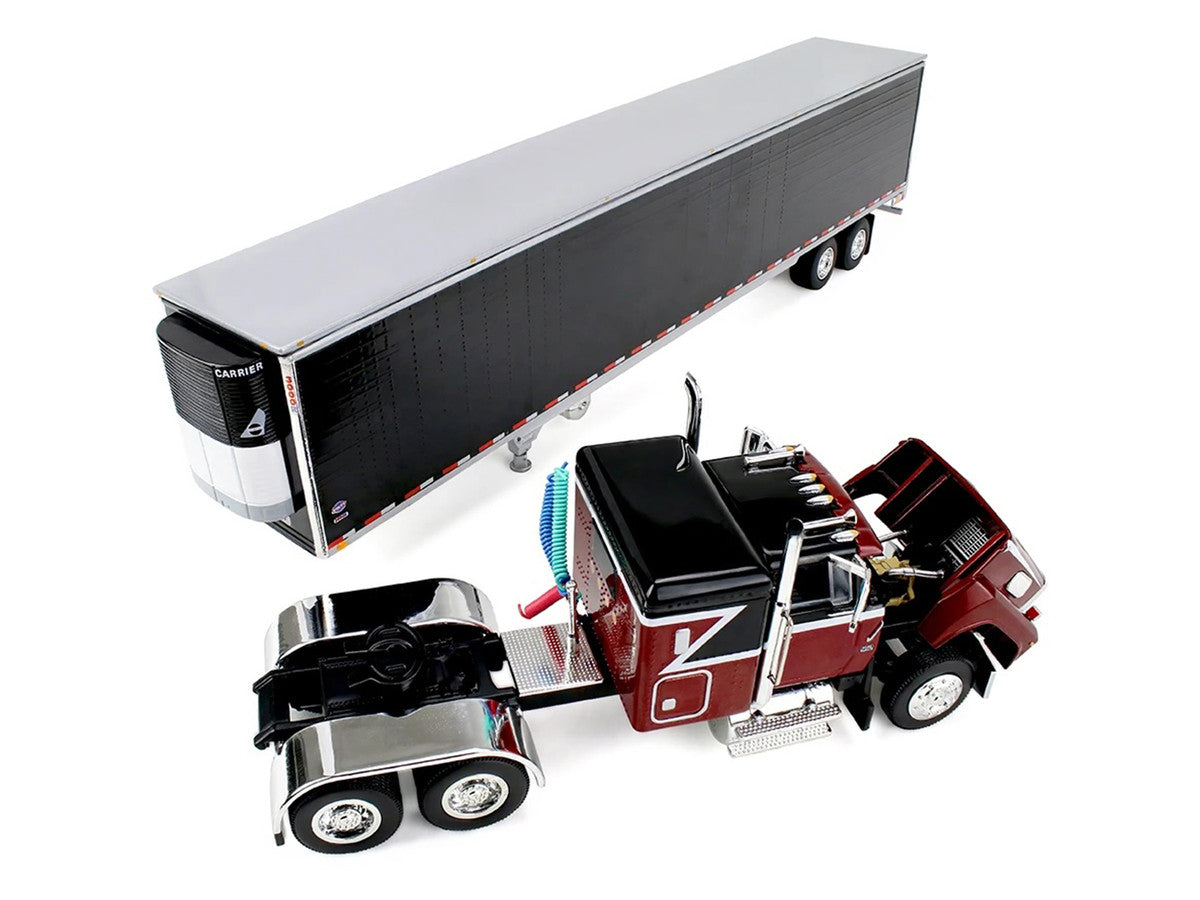 Ford LTL 9000 with 48" Flat Top Sleeper and 53' Utility Trailer with Reefer Volcano Red and Black 1/64 Diecast Model by First Gear LuxuryLifeWay Online Store