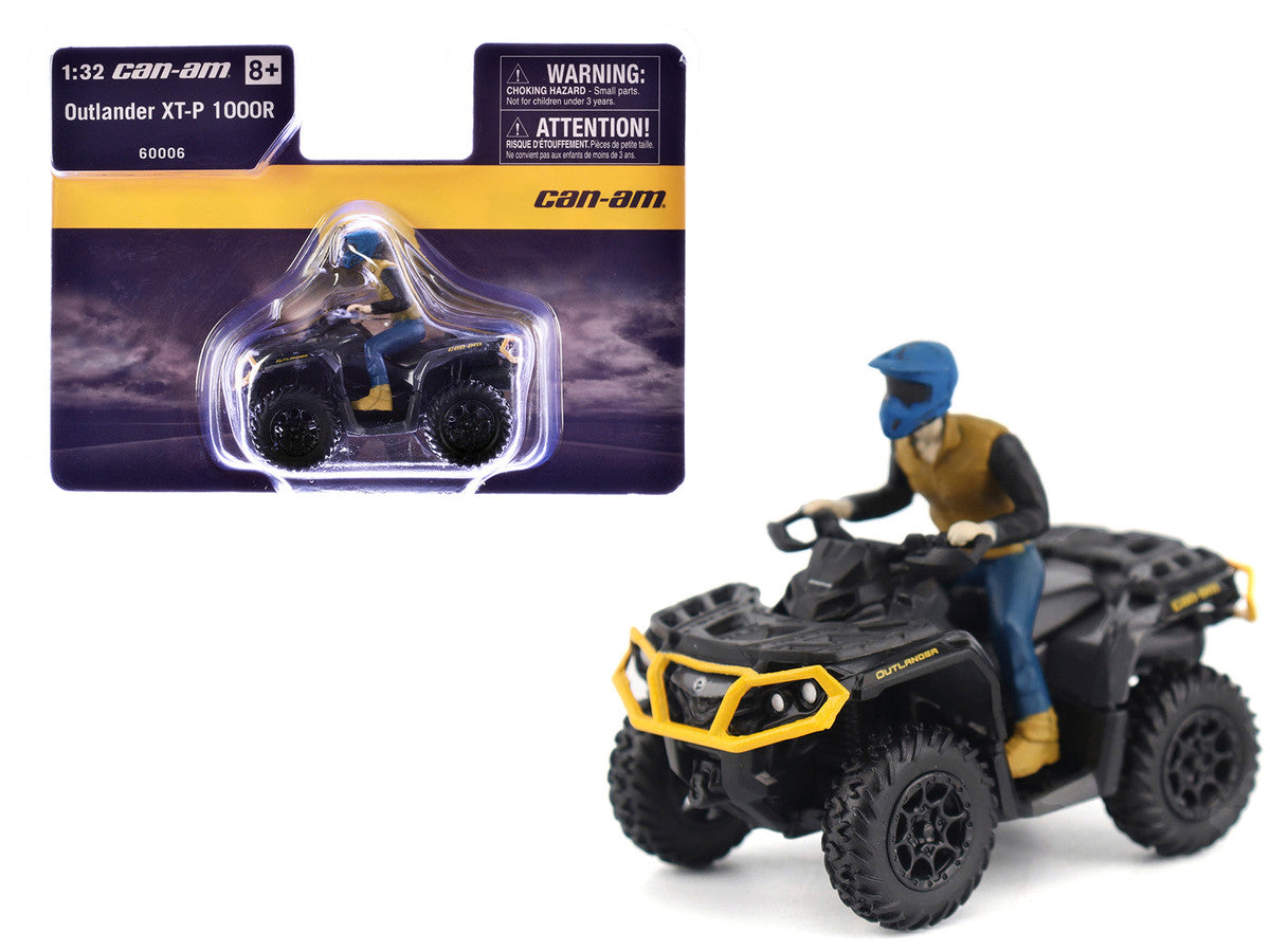 Can-Am Outlander XT-P 1000R ATV Iron Gray and Neo Yellow with Driver Figure 1/32 Diecast Model by BRP Models LuxuryLifeWay Online Store