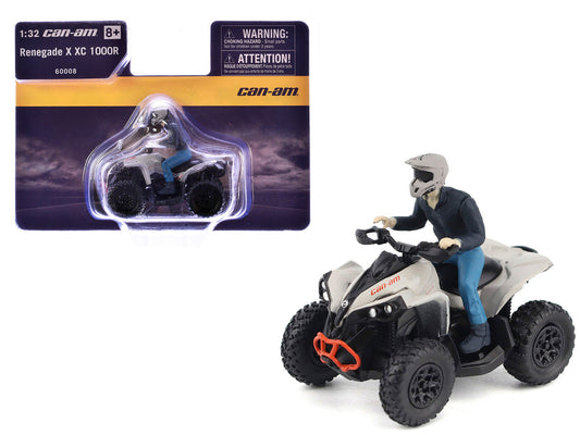 Can-Am Renegade X XC 1000R ATV Chalk Gray with Driver Figure 1/32 Diecast Model by BRP Models LuxuryLifeWay Online Store