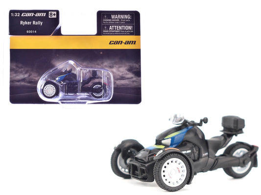 Can-Am Ryker Rally 3-Wheel Motorcycle Galactic Blue and Black 1/32 Diecast Model by BRP Models LuxuryLifeWay Online Store