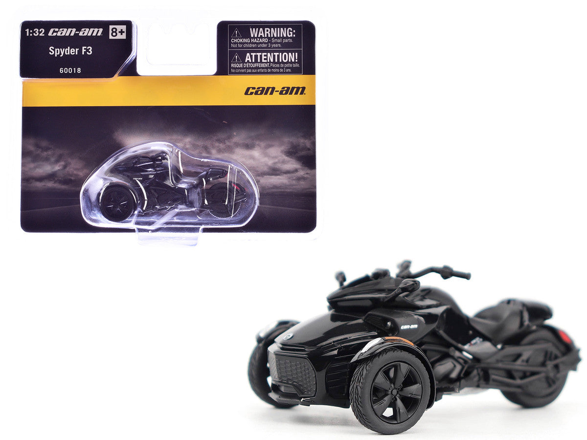Can-Am Spyder F3 3-Wheel Motorcycle Steel Black Metallic 1/32 Diecast Model by BRP Models LuxuryLifeWay Online Store