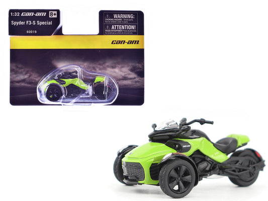 Can-Am Spyder F3-S Special 3-Wheel Motorcycle Manta Green 1/32 Diecast Model by BRP Models LuxuryLifeWay Online Store