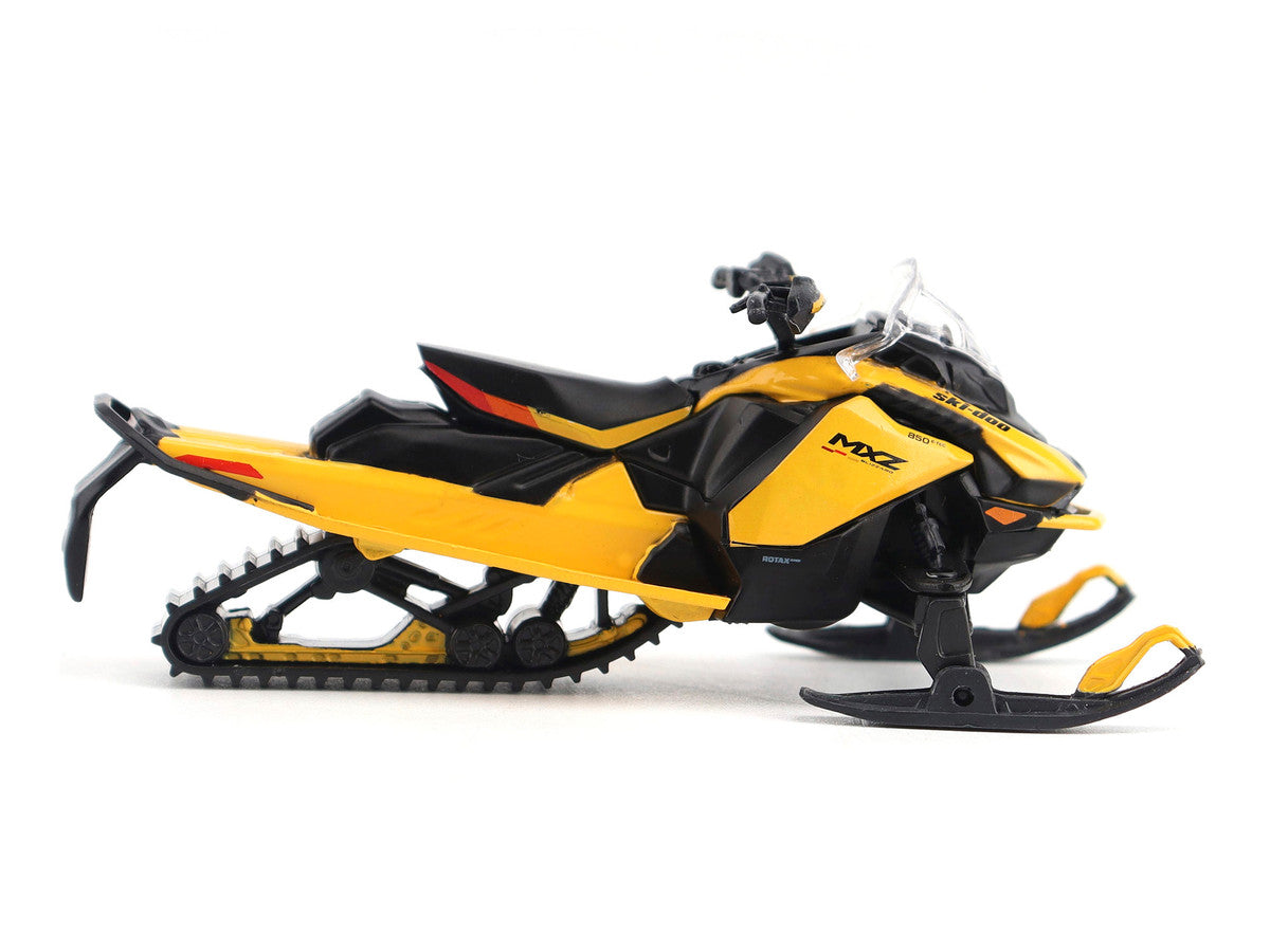 Ski-Doo MXZ Blizzard (Trail Segment) Neo Yellow and Ski-Doo MXZ 120cc (Kid's Model) Neo Yellow Set of 2 Snowmobiles 1/32 Diecast Models by BRP Models LuxuryLifeWay Online Store