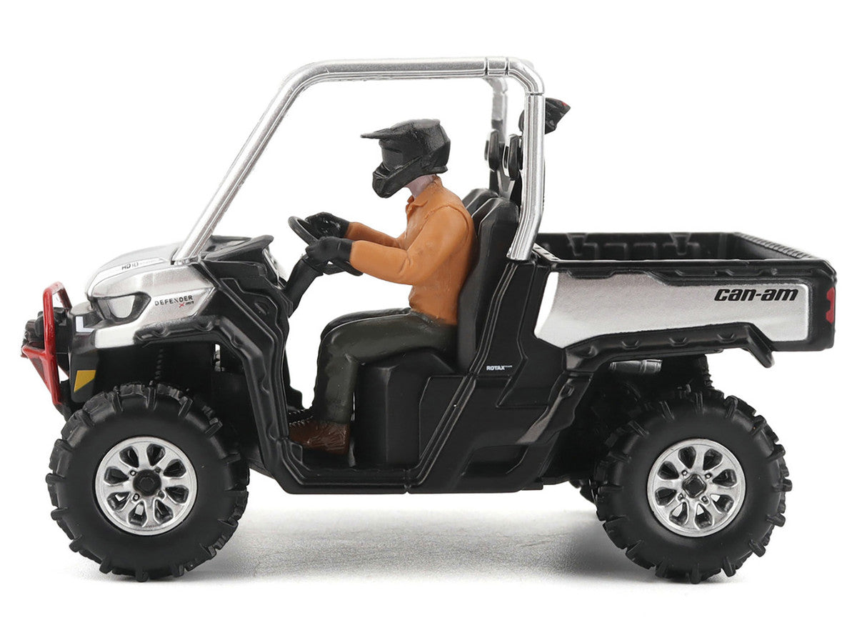 Can-Am Defender XMR Silver Metallic and Black with Driver Figure 1/32 Diecast Model by BRP Models LuxuryLifeWay Online Store