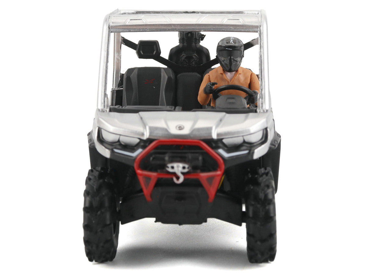 Can-Am Defender XMR Silver Metallic and Black with Driver Figure 1/32 Diecast Model by BRP Models LuxuryLifeWay Online Store