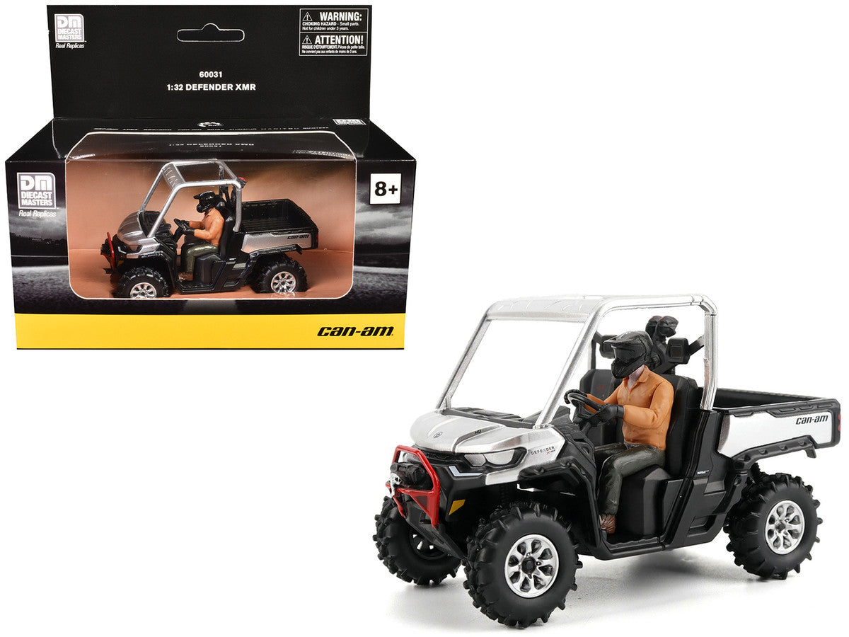 Can-Am Defender XMR Silver Metallic and Black with Driver Figure 1/32 Diecast Model by BRP Models LuxuryLifeWay Online Store