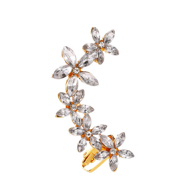 Elegant Crystal Butterfly Flower Ear Clips – Chic &amp; Feminine Statement Piece