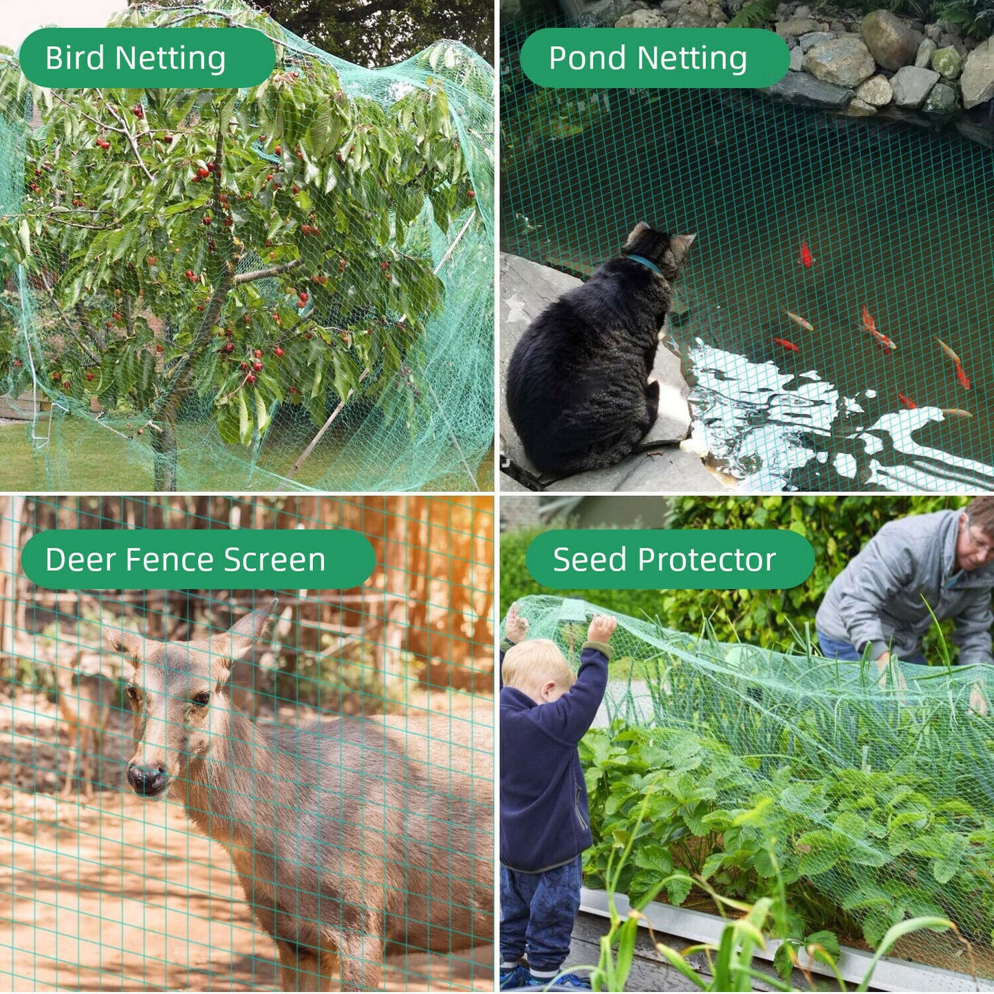 33FT Anti Bird Netting Pond Net Protection Tree Crops Plants Fruits Garden Mesh