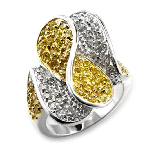 60118 - Gold+Rhodium Brass Ring with AAA Grade CZ  in Topaz LuxuryLifeWay Online Store