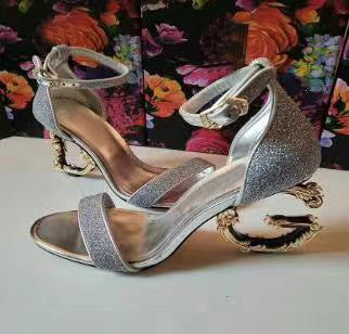 Gold high heels NorixaFashion.com