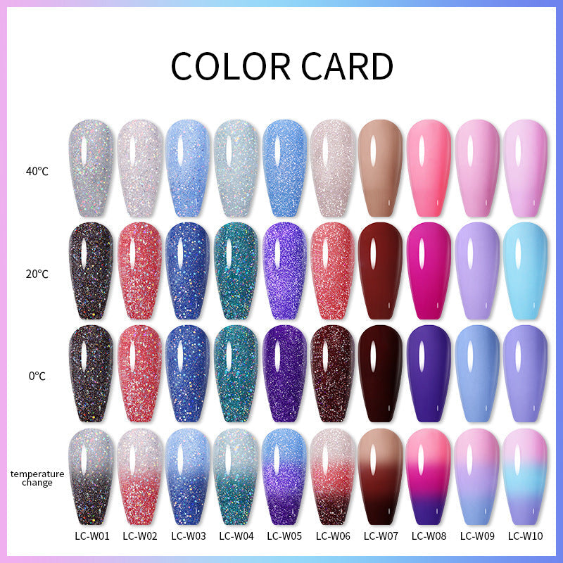 Temperature Change Glitter UV Polish Three-section Color Change LadyShow.Store