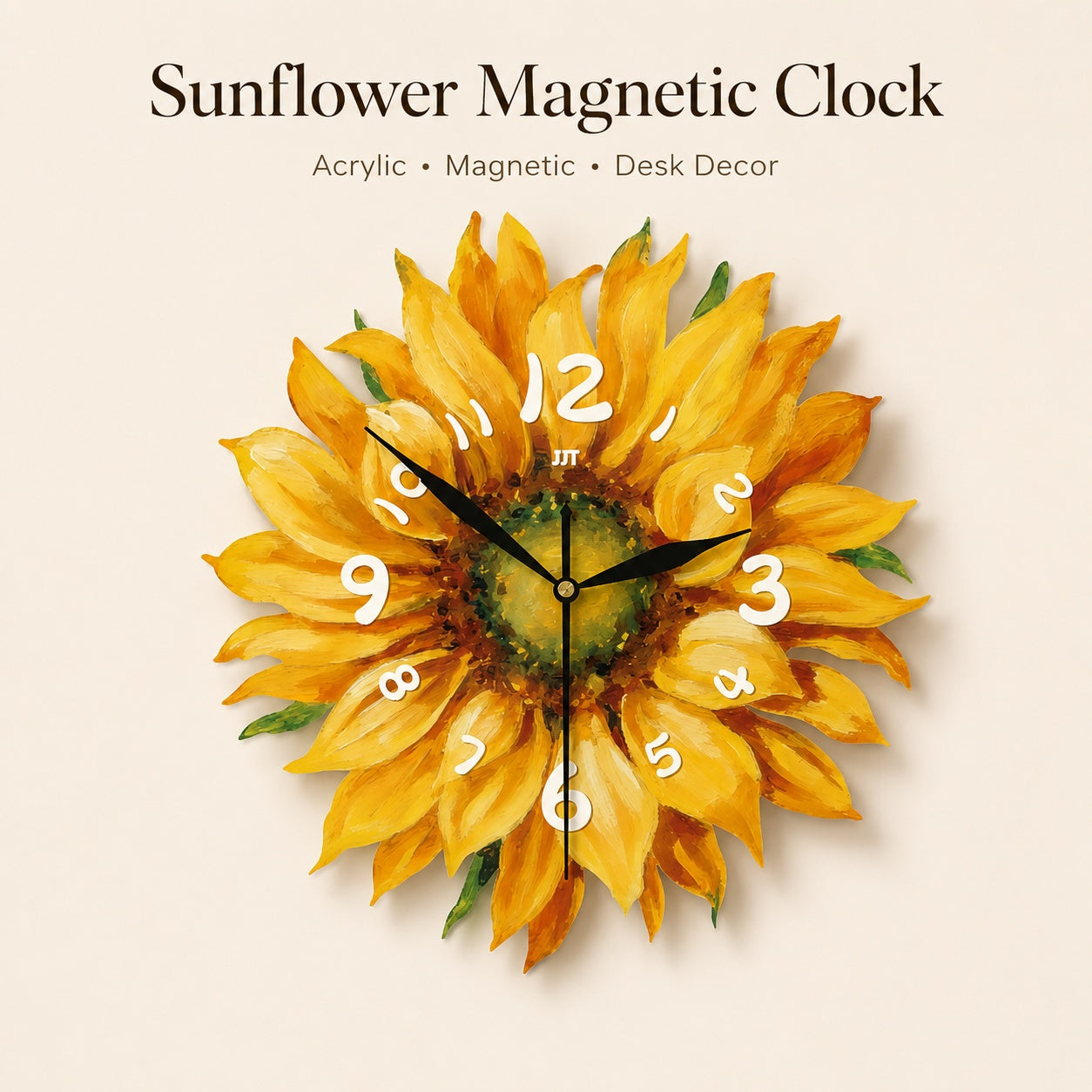 Sunflower Magnetic Fridge Clock Acrylic Decorative Kitchen Decor PearlNestDecor.com