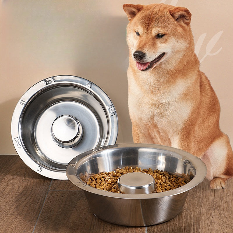 Pet Slow Food Stainless Steel Bowl And Tableware Pets Fashion