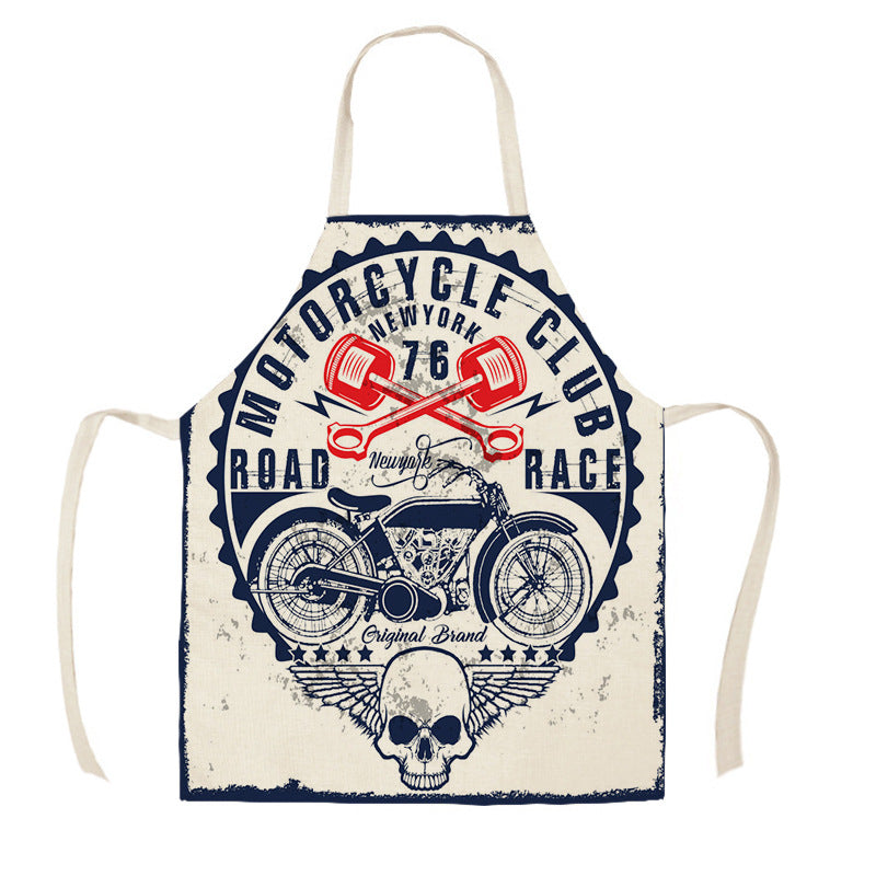 Creative Motorcycle Poster Art Letter Linen Kitchen Apron PearlNestDecor.com