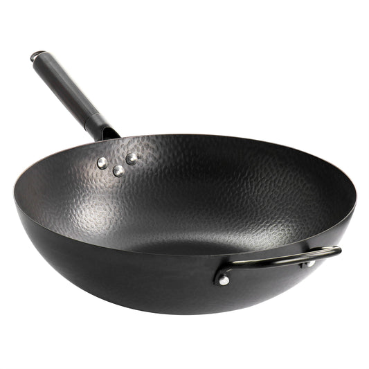 Gibson Home Hammered 13 Inch Heavy Gauge Carbon Steel Wok in Black LuxuryLifeWay Online Store